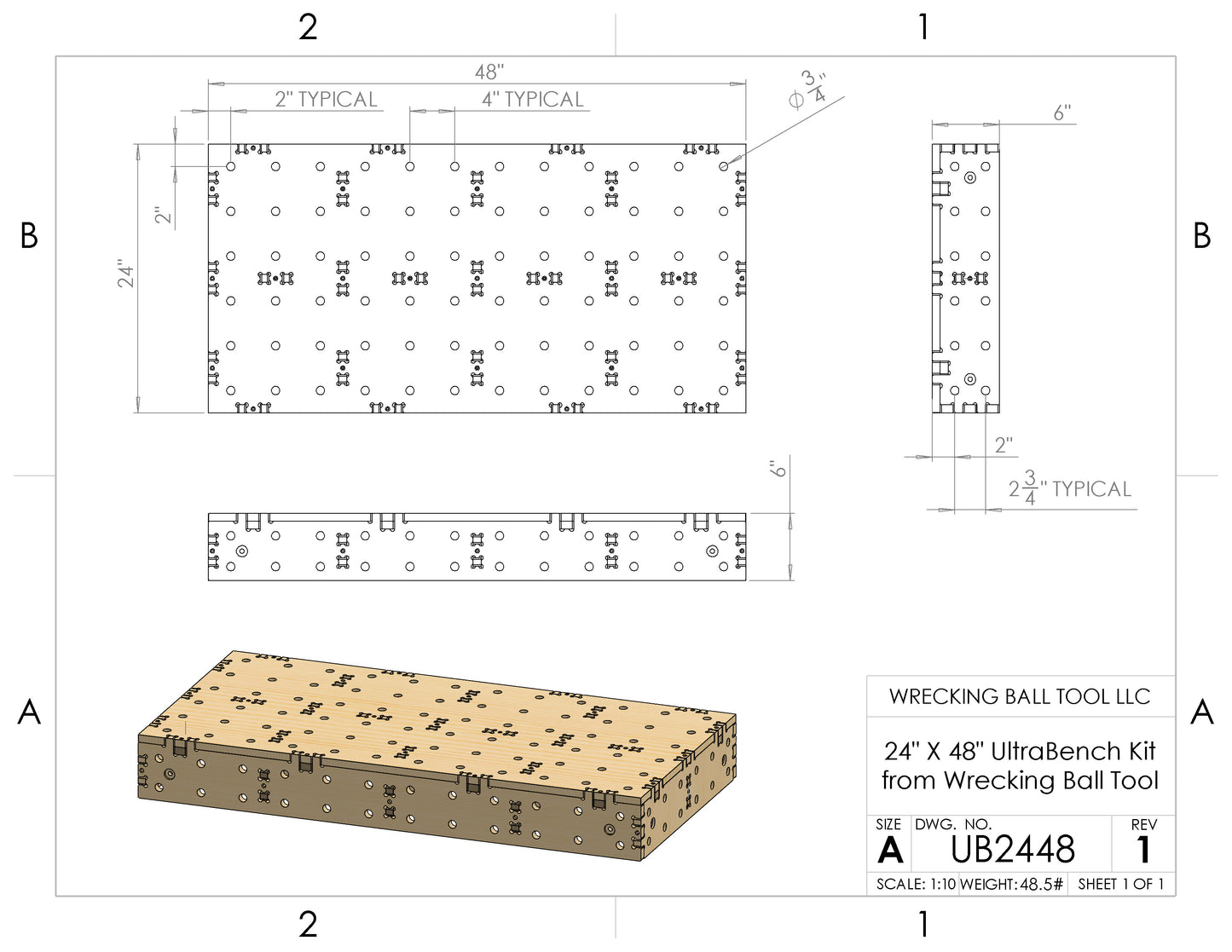 UB2448 24"X48" UltraBench Modular Workbench Kit